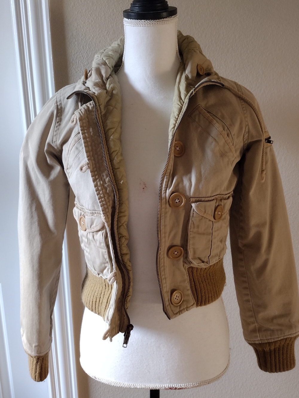 Abercrombie & Fitch Khaki Bomber Jacket